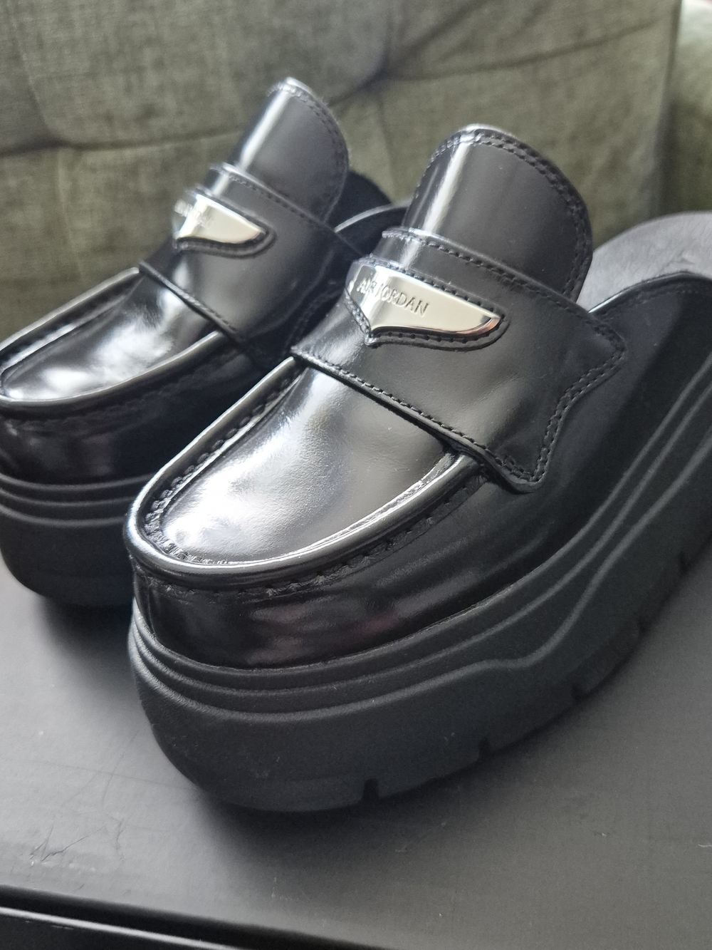 Nike Air Jordan Mules black platform loafers, Size US 5
